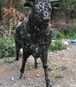 Rustic Recycled Metal Bull Sculpture statue - Handmade Steel Art