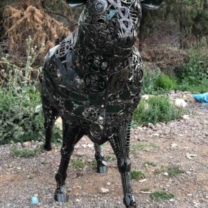 Rustic Recycled Metal Bull Sculpture statue - Handmade Steel Art