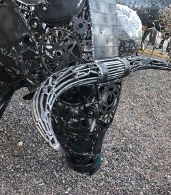 Rustic Recycled Metal Bull Sculpture statue - Handmade Steel Art