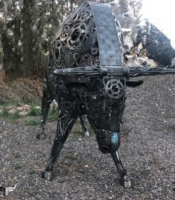 Rustic Recycled Metal Bull Sculpture statue - Handmade Steel Art