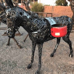 Handcrafted Scrap Metal male donkey Sculpture - Handmade Steel Art