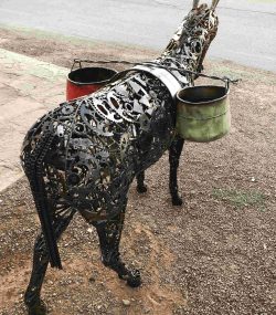 Handcrafted Scrap Metal male donkey Sculpture - Handmade Steel Art