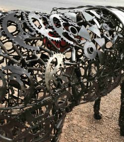 Handcrafted Scrap Metal male donkey Sculpture - Handmade Steel Art