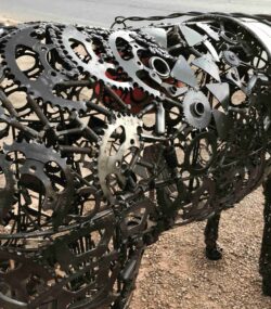 Handcrafted Scrap Metal male donkey Sculpture - Handmade Steel Art