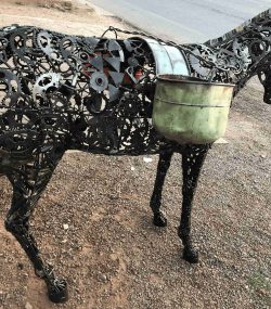 Handcrafted Scrap Metal male donkey Sculpture - Handmade Steel Art