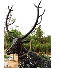 Handcrafted Scrap Metal female ayle Sculpture - Handmade Steel Art