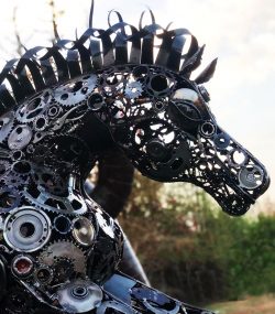 Handcrafted Scrap Metal Horse Sculpture - Handmade Steel Art