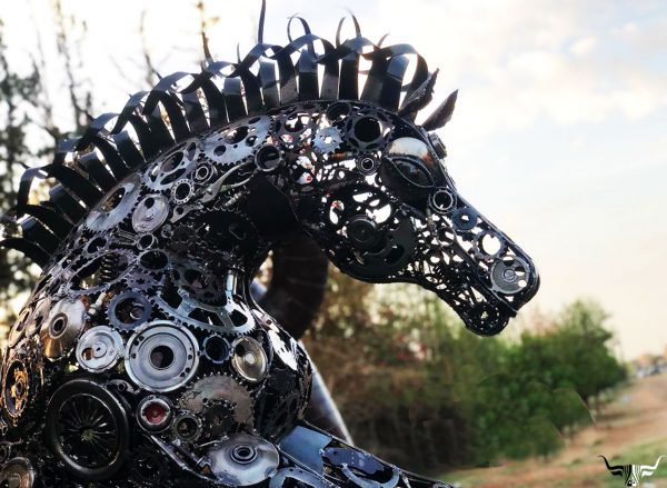 Handcrafted Scrap Metal Horse Sculpture - Handmade Steel Art