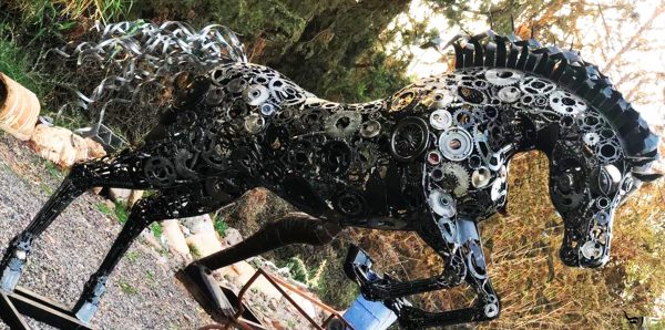 Handcrafted Scrap Metal Horse Sculpture - Handmade Steel Art