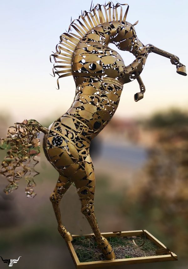 Handcrafted Scrap Metal Horse Sculpture - Handmade Steel Art