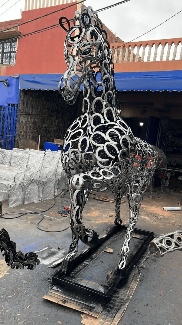 Recycled Metal horse Sculpture statue - Handmade Steel Art