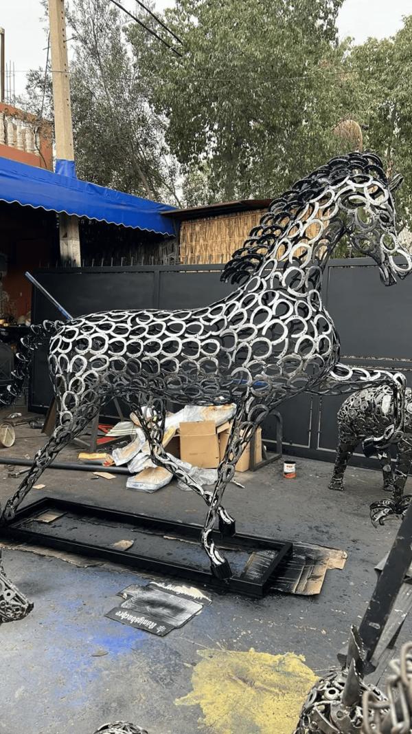 Recycled Metal horse Sculpture statue - Handmade Steel Art