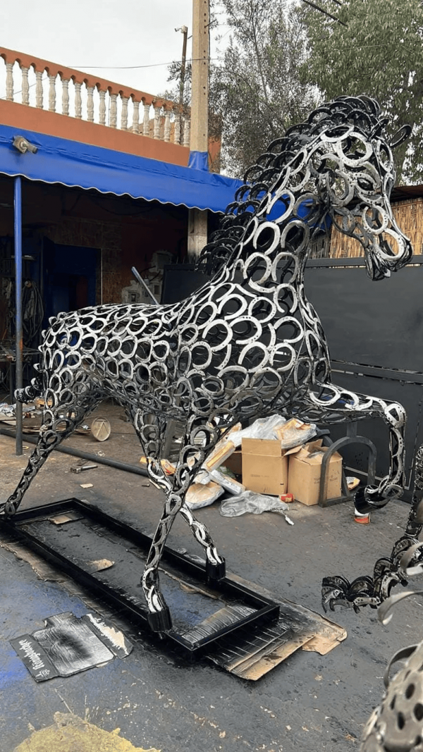 Recycled Metal horse Sculpture statue - Handmade Steel Art