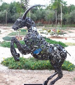 Modern Scrap Steel Goat Sculpture Handmade Steel Art