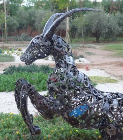 Modern Scrap Steel Goat Sculpture - Handmade Steel Art