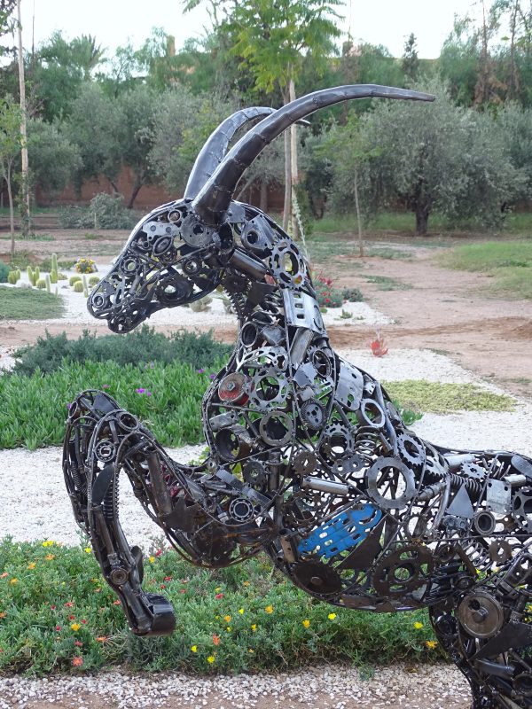 Modern Scrap Steel Goat Sculpture - Handmade Steel Art