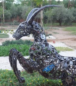 Modern Scrap Steel Goat Sculpture - Handmade Steel Art