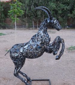 Modern Scrap Steel Goat Sculpture - Handmade Steel Art