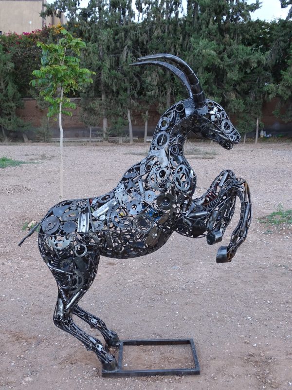 Modern Scrap Steel Goat Sculpture - Handmade Steel Art