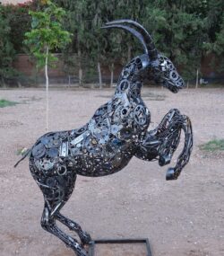 Modern Scrap Steel Goat Sculpture - Handmade Steel Art