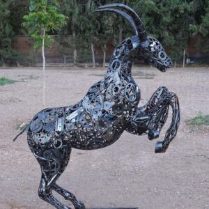 Modern Scrap Steel Goat Sculpture - Handmade Steel Art