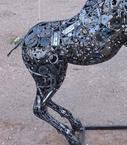 Modern Scrap Steel Goat Sculpture - Handmade Steel Art