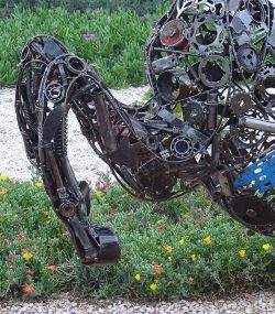 Modern Scrap Steel Goat Sculpture - Handmade Steel Art