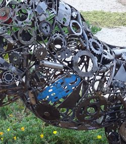 Rustic Recycled Metal goat Sculpture Handmade Steel Art