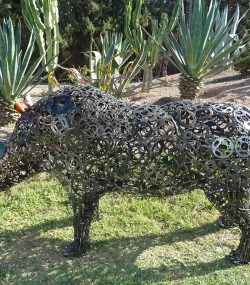 Rustic Recycled Metal rino Sculpture Bust - Handmade Steel Art