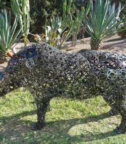 Rustic Recycled Metal rino Sculpture Bust - Handmade Steel Art