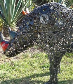 Rustic Recycled Metal rino Sculpture Bust - Handmade Steel Art