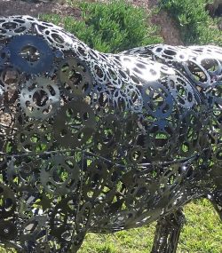 Rustic Recycled Metal rino Sculpture Bust - Handmade Steel Art