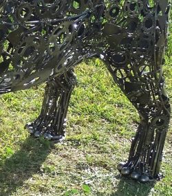 Rustic Recycled Metal rino Sculpture Bust - Handmade Steel Art