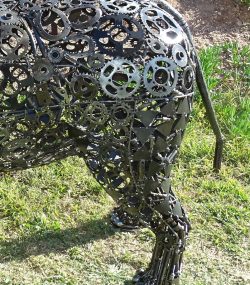 Rustic Recycled Metal rino Sculpture Bust - Handmade Steel Art