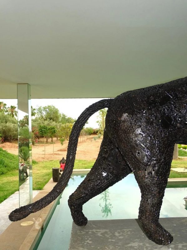 Scrap Metal leopard Sculpture Handmade Steel Art