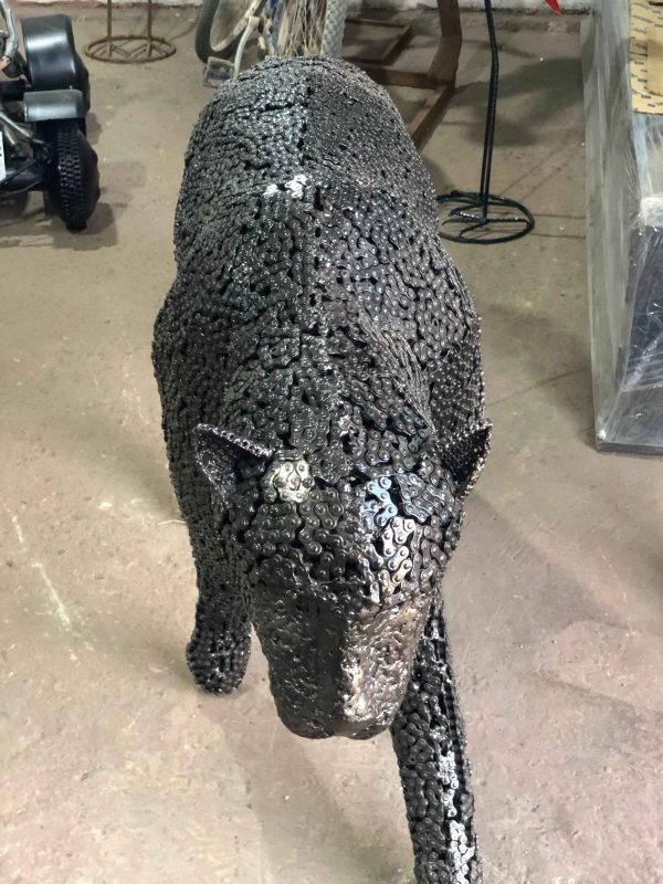 Scrap Metal leopard Sculpture Handmade Steel Art