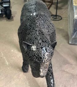 Scrap Metal leopard Sculpture Handmade Steel Art
