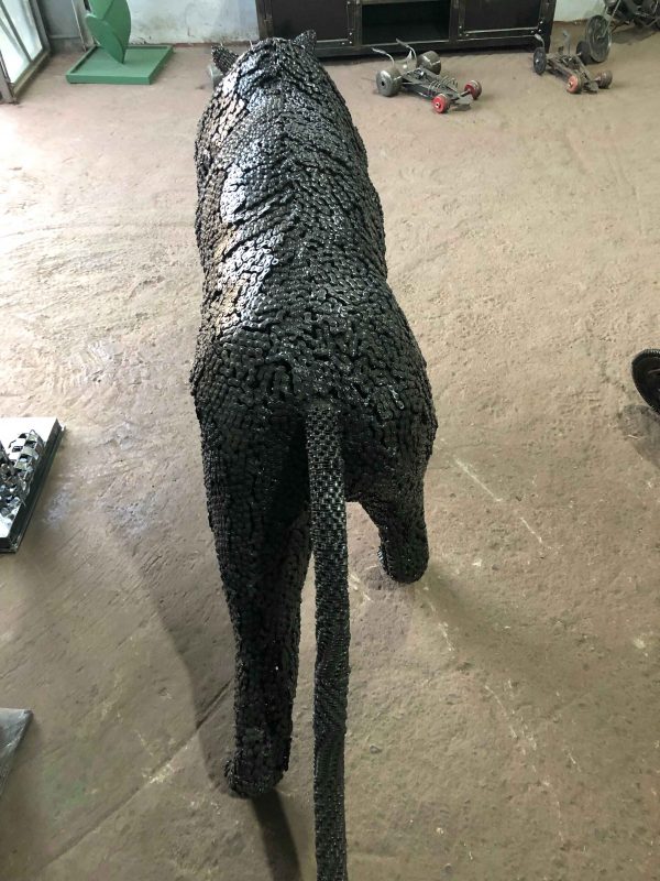 Scrap Metal leopard Sculpture Handmade Steel Art