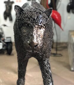 Scrap Metal leopard Sculpture Handmade Steel Art