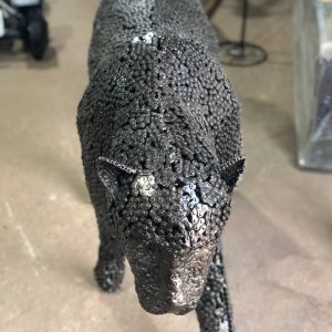 Scrap Metal leopard Sculpture Handmade Steel Art