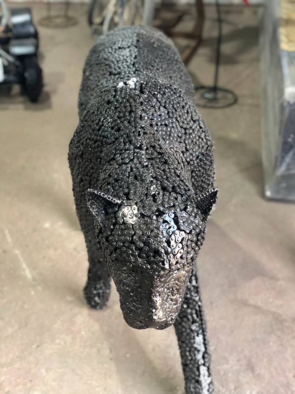 Scrap Metal leopard Sculpture Handmade Steel Art