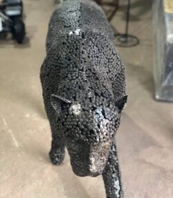 Scrap Metal leopard Sculpture Handmade Steel Art
