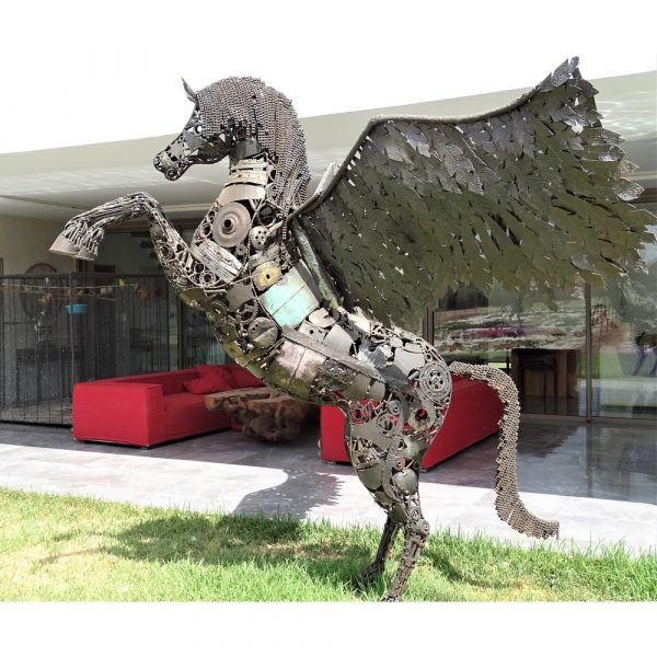 Scrap Metal Horse Sculpture Handmade Steel Art-standing Steel Animal Figurine
