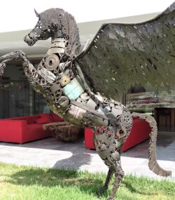 Scrap Metal Horse Sculpture Handmade Steel Art-standing Steel Animal Figurine