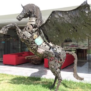Scrap Metal Horse Sculpture Handmade Steel Art-standing Steel Animal Figurine