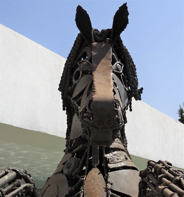 Scrap Metal Horse Sculpture Handmade Steel Art-standing Steel Animal Figurine