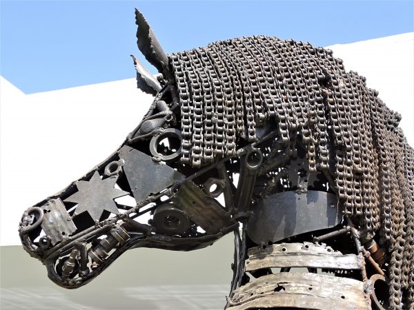 Scrap Metal Horse Sculpture Handmade Steel Art-standing Steel Animal Figurine