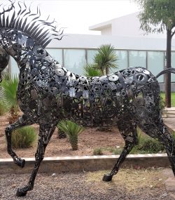 Modern Scrap Steel horse Sculpture - Handmade Steel Art