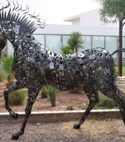 Modern Scrap Steel horse Sculpture - Handmade Steel Art