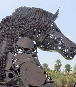 Scrap Metal Horse Sculpture Handmade Steel Art-standing Steel Animal Figurine